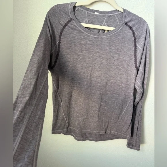 Lululemon Athletica Stop Drop & Squat Long Sleeve Top Heathered Black Currant - Picture 5 of 8